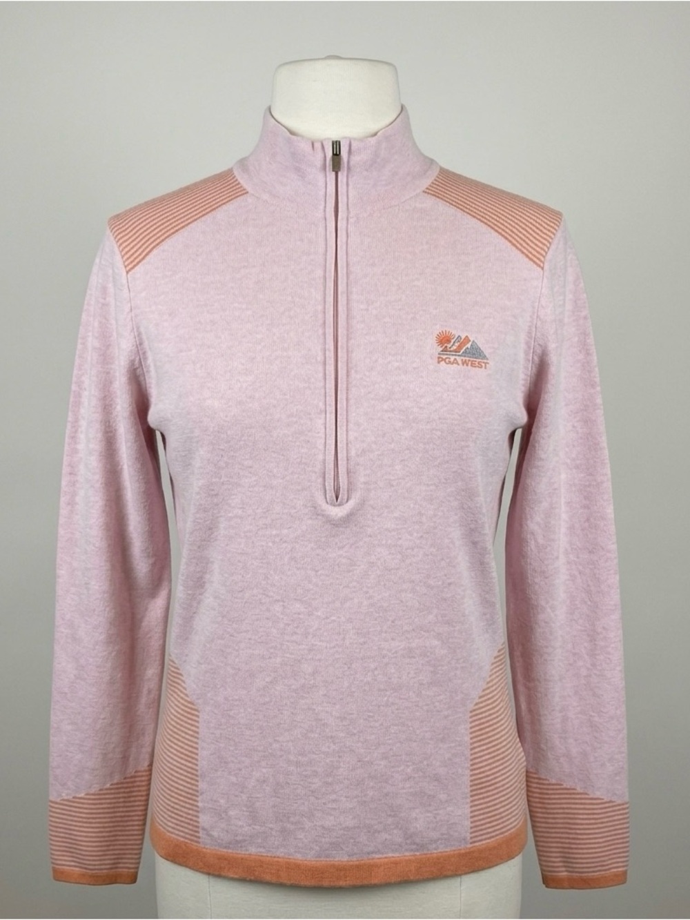 Peter Millar Women’s PGA West 1/4 Zip Pullover Sweater Pink Orange Golf Small
